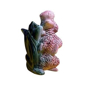 Vintage Hull Pottery Poodle Planter #114 Pink Green Drip Glaze